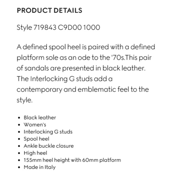 Gucci Janaya Black Interlocking G Studs 36/ US 6 Heels Platform Sandals NIB - Picture 15 of 15